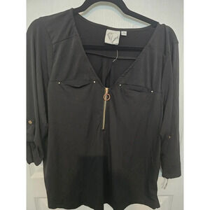 Black Zipper XL Blouse